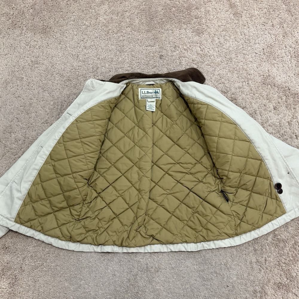 LL Bean Chore Jacket Womens Small Khaki Barn Quilt Lined Corduroy Collar Retro - Picture 4 of 10